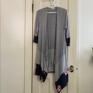 Maurices Gray and Blue Cardigan Sweater Open Front